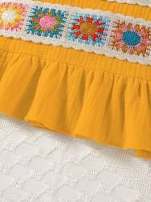 Baby Girls' Printed Sleeveless Top & Denim Shorts Set - Yellow - View 6