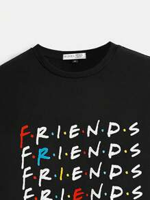 FRIENDS X SHEIN Men's Casual Letter Print Short Sleeve T-Shirt, Summer,Graphic Tee