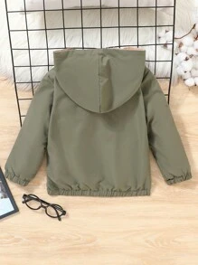 SHEIN Young Boy Casual Comfortable Hooded Thermal Lined Jacket,In Fall/Winter