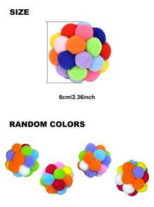 PETSIN 1 个带铃铛的猫玩具球，彩色柔软毛绒球内置铃铛，适合猫咪，适合室内猫和小猫的互动玩耍咀嚼玩具，猫咪绒球圣诞节节日礼物