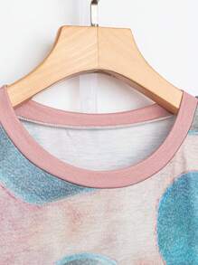 SHEIN LUNE 女士全印花圆领短袖 T 恤，夏季