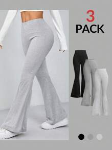 SHEIN PETITE 3 Gói Trang Bị Dây Đàn Hồi Eo Đàn Hồi Eo Loe Phù Hợp Với Skinny Quần Nữ - Nhiều màu - Xem 3