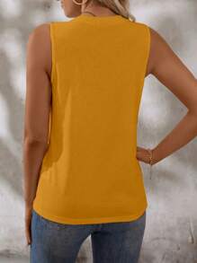 EMERY ROSE Women's Casual Solid Toothpick Striped Design Tank Top, Summer - Yellow - View 2