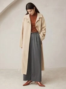 BizChic 女士休闲通勤缺口领风衣 - 卡其色 - 查看 7