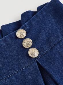 SHEIN MOD Plus Size Loose Fit Button Fly Wide Leg Blue Denim Jeans