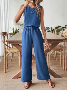 Breezaya 度假休闲无袖松紧腰连体裤