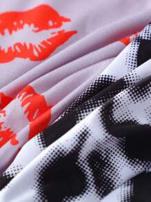 Men's Random Lip Print Briefs Undergarment , 4 Pcs - Multicolor - View 6