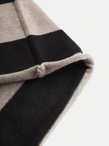 SHEIN Teen Girls Black & Gray Striped Off Shoulder Flare Sleeve Knit Sweater Dress For Halloween - Multicolor - View 4