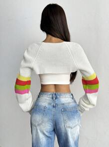 SHEIN MOOSTA Áo len nữ dài tay thường ngày đầy màu sắc - Nhiều màu - Xem 2