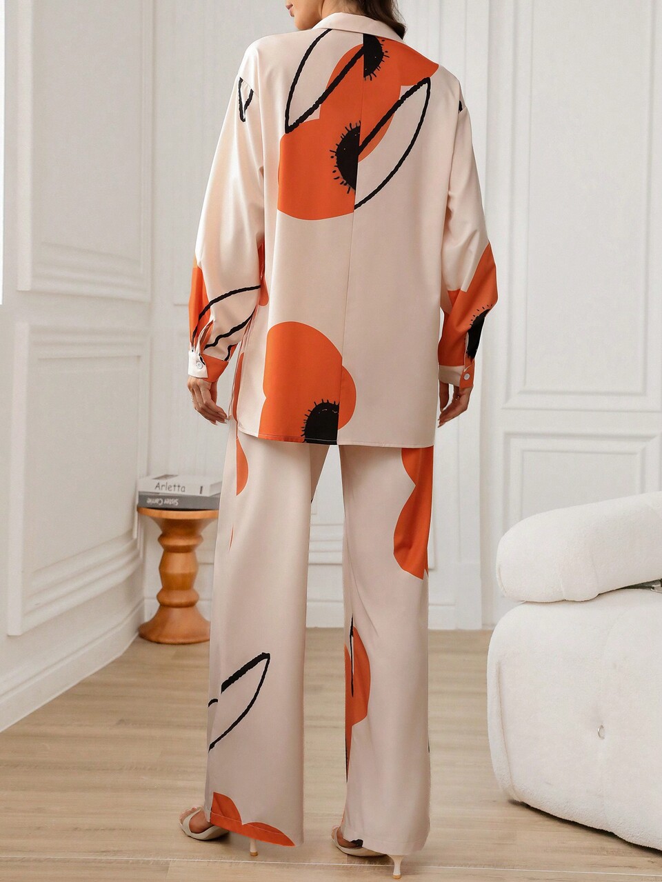 2pcs Women's Autumn Long Sleeve Blouse With Floral Print And Back-To-School Motif Vacation Light Pink Elegant Graphic