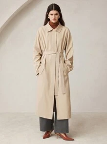 BizChic 女士休闲通勤缺口领风衣 - 卡其色 - 查看 6
