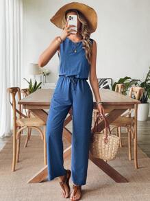 Breezaya 度假休闲无袖松紧腰连体裤