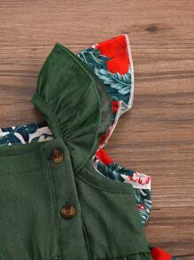 2 件套女婴度假花卉印花无袖纽扣连衣裙，夏季时尚 - 彩色 - 查看 4