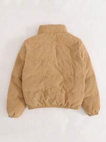 SHEIN Jaqueta solta casual espessada de veludo cotelê para meninas adolescentes
