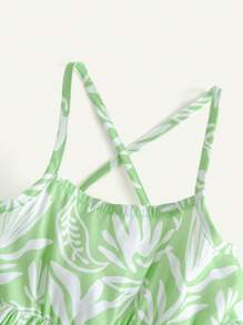 Cozy Pixies 女婴花卉印花束腰连衣裙 - 綠色 - 查看 3