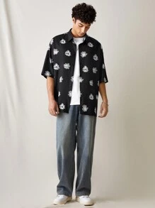 Manfinity VCAY Men's Woven Fashionable Casual Daily Young Striped Slim Fit Short Sleeve Shirt - Multicolor - View 1