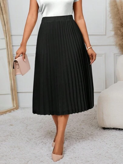SHEIN Lady Ruched A-Line Skirt, Versatile For Work & Events