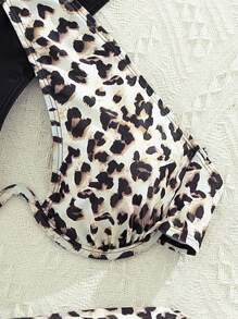 SHEIN Swim Ladies Bikini Set, Random Prints, Padded Summer - Black - View 5