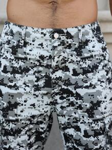 Manfinity LEGND 男士简约日常印花牛仔短裤、牛仔短裤 - 彩色 - 查看 5