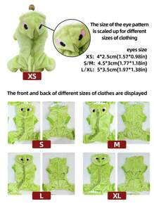 PETSIN 1pc Pet Flannel Green Cute Dragon Tail Costume 4-Leg Warming Winter Outfit