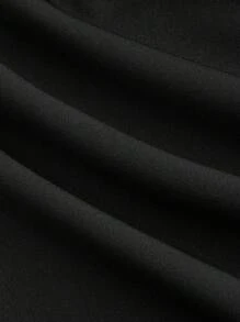 ROMWE Goth Robe longue de unicolore avec col à volants, taille à lacets et manches à volants