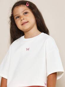 SUMWON Camiseta Boxy Fit para Meninas Jovens Conforto Diário com Estampa de Borboleta