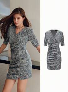MOTF STUDIO VÁY NGẮN NGẮN CỔ TUYỆT VỜI SEQUINS - Xám - Xem 9