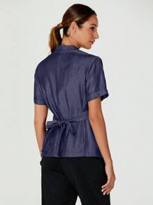 TaskEZ Bata de chef de manga corta con paneles laterales de malla técnica, 3 bolsillos, de estilo informal para el trabajo, para mujeres