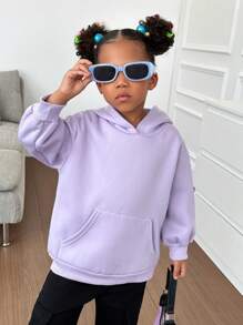 SHEIN Young Girl Slogan & Butterfly Print Drop Shoulder Sweatshirt - Lilac Purple - View 7