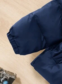 SHEIN Leap Crew Chaqueta con capucha informal tejida para bebé niño - Azul - Ver 5