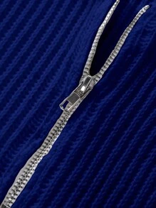 Claim Dot Men's Back To School Clothes Solid Color Simple Knit Sweater, Daily Wear - Royal Blue - View 4