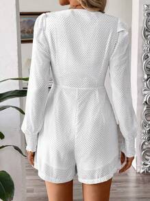 SHEIN Clasi Bộ áo liền quần tay phồng chấm bi thường ngày mùa hè dành cho nữ - Đen và trắng - Xem 2