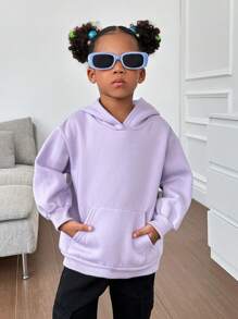 SHEIN Young Girl Slogan & Butterfly Print Drop Shoulder Sweatshirt - Lilac Purple - View 2