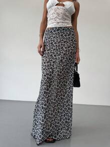 Aloruh Spring/Summer Sexy Leopard Print See-Through Skirt For Beach Vacation, Music Festival And Dance Party - Multicolor - View 6