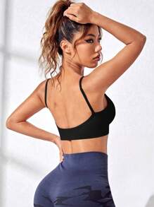 Easithlete 女士纯色无缝工字背心运动背心 - 夏季 - 黑色 - 查看 3