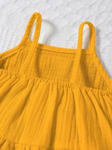 Baby Girls' Printed Sleeveless Top & Denim Shorts Set - Yellow - View 4
