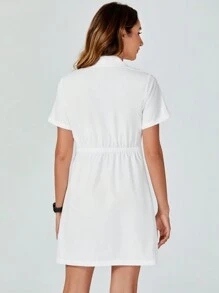 TaskEZ Scrubs For Women, Short Sleeve White Dress In Soft Brushed Twill Laboratory Coat, Short Sleeve Scrubs Uniform Nurse Scrubs