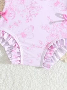 1 件装女婴动物与花卉印花长袖泳衣 - 彩色 - 查看 3