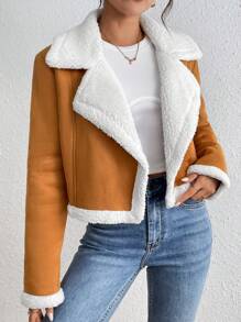 Chiquease Chaqueta casual de diario con contraste de color, cuello de solapa y manga larga para mujer