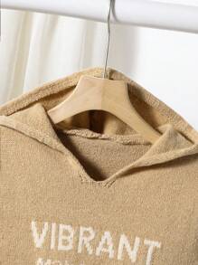 2 piezas Conjunto de suéter con capucha oversize y pantalones de punto con texto en inglés de estilo coreano para niños en otoño e invierno