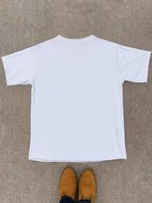 INAWLY 大码女式夏季图案印花圆领短袖休闲 T 恤 - 白色 - 查看 2