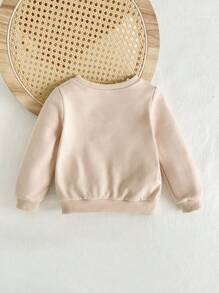 Cozy Pixies Áo nỉ dài tay cổ tròn in hoa cho bé gái - Màu be - Xem 2