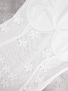 SHEIN Unity Off Shoulder 3D Flower Embellished Sheer Dress