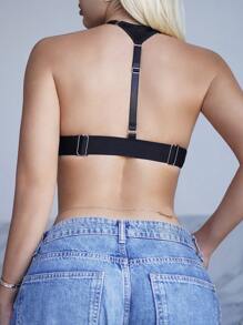 Women's Exotic Punk Style Front Closure Bralette, Halloween Edition - Black - View 2