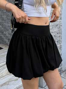 Forever 21 Casual Black Puff Flower Budding Skirt, Summer - Black - View 8
