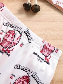 Trang phục áo ngắn tay và quần ống loe in họa tiết mùa hè cho bé gái mới biết đi - Đỏ - Xem 6