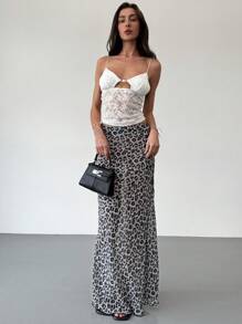 Aloruh Spring/Summer Sexy Leopard Print See-Through Skirt For Beach Vacation, Music Festival And Dance Party - Multicolor - View 1