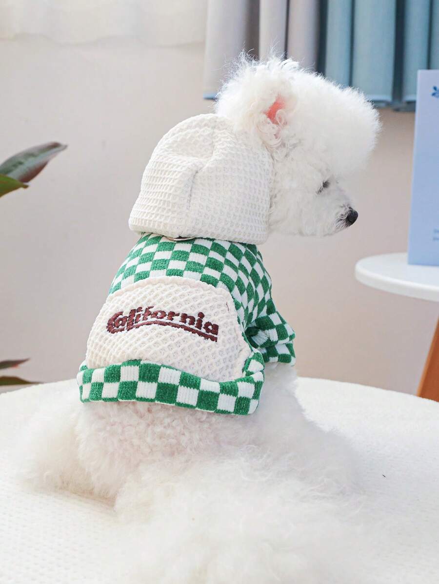 PETSIN 1 Áo Len Trùm Đầu Ấm Áp Màu Xanh Lá Cây Và Trắng Cho Thú Cưng Có Lỗ Dây Xích, Cho Mùa Thu Và Mùa Đông - Nhiều màu - Xem 1