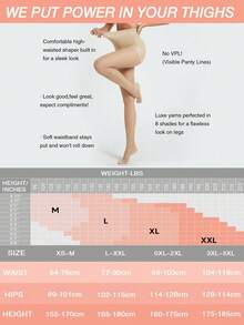 女士塑形紧身裤和过膝袜，薄款，适合秋冬季穿着 - 米色 - 查看 6