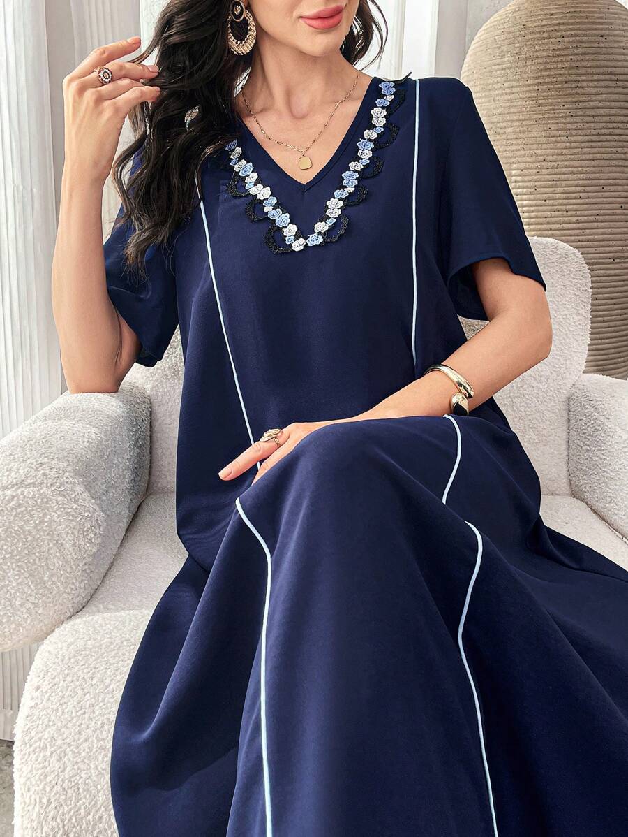 Al Najma 女士土耳其传统长裙 - 寶藍色 - 查看 1